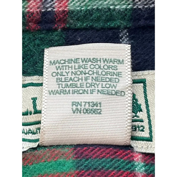 L.L. Bean Mens XXL-Reg Green Plaid Traditional Fit Long Sleeve - Picture 4 of 7